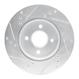 Nissan March Brake Rotor (1) - Front Right - R1 Concepts - Drilled & Slotted - Silver - `11-`25